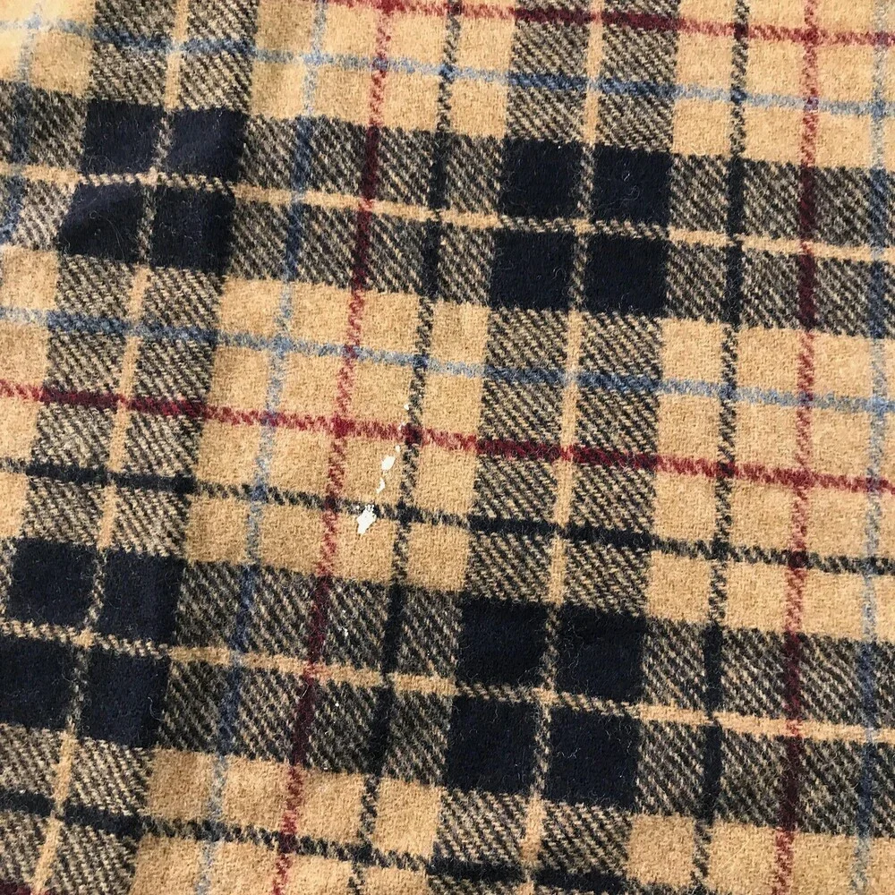 Pendleton Check Scarf Mens One Size Brown Plaid Wool Fringe Winter USA